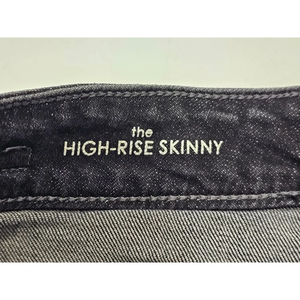 Liverpool LA Womens The High Rise Skinny Jeans Gray Distressed Button Fly Size 6
